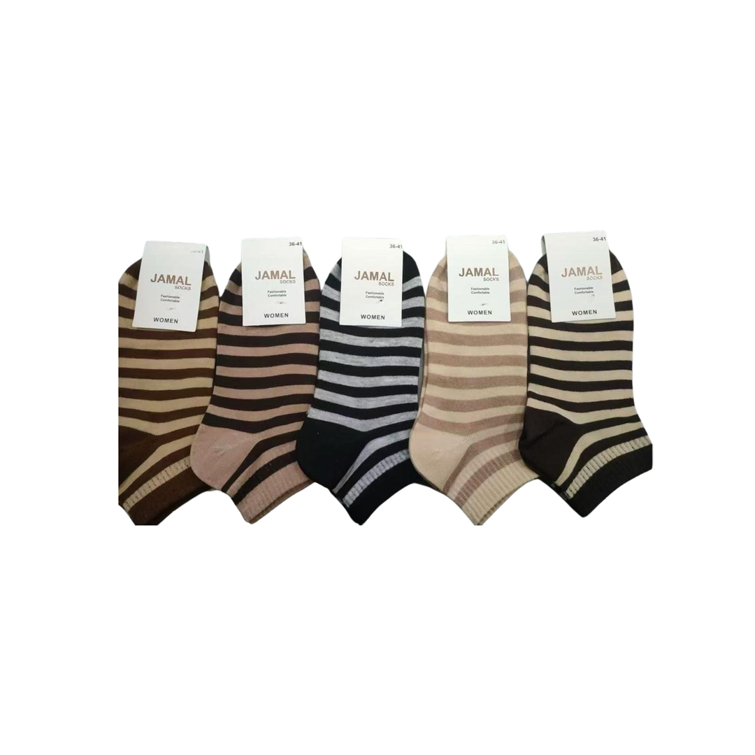 JAMAL Women's Ankle Socks – 5-Pack Cute Patterned Cotton Blend