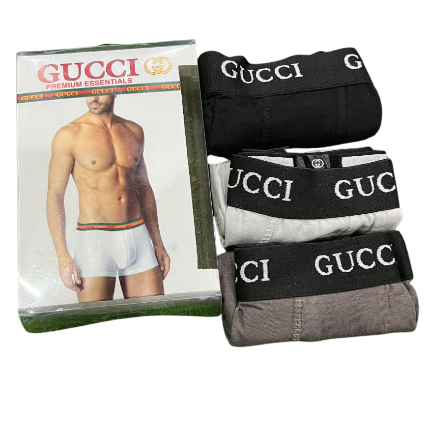 GUCCI Men's High-Quality Cotton Boxers – Pack of 3