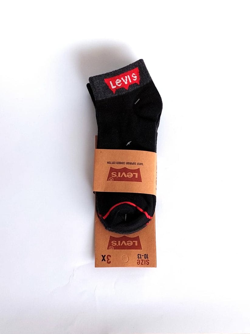 Levis Unisex Premium Pure Cotton Black Ankle Socks – Pack of 3