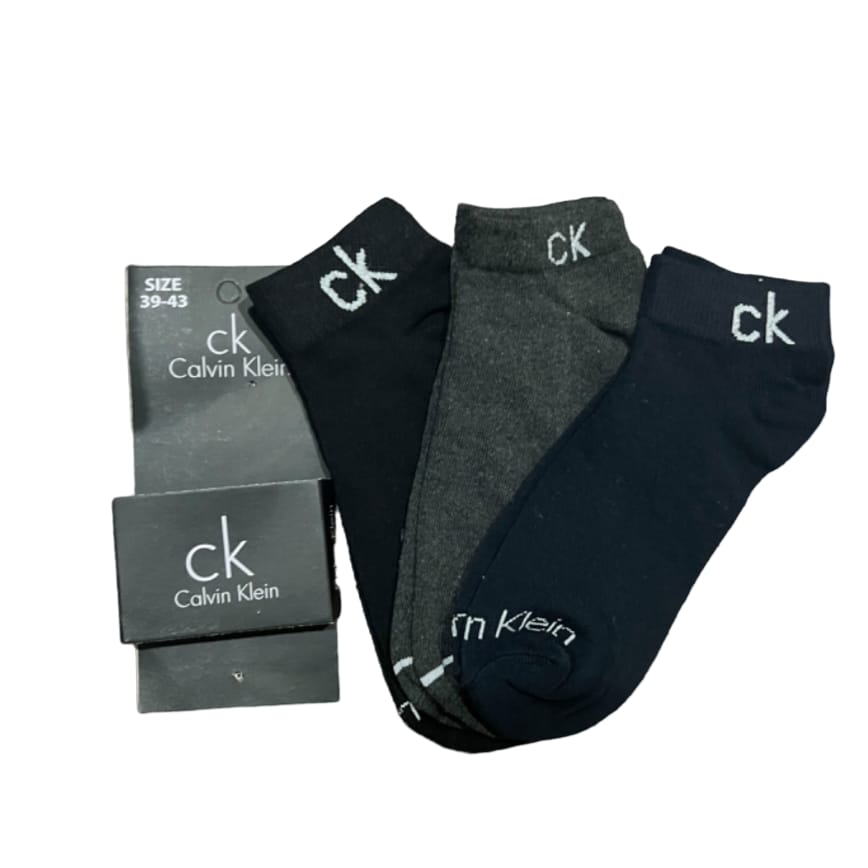 Calvin Klein Unisex Premium Pure Cotton Black Ankle Socks – Pack of 3