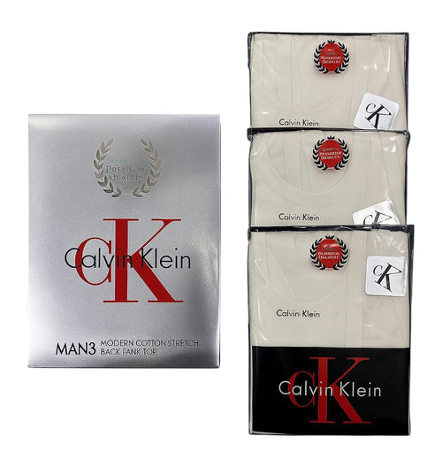 Calvin Klein Men’s Modern Cotton Stretch Tank Tops – 3 Pack (White)