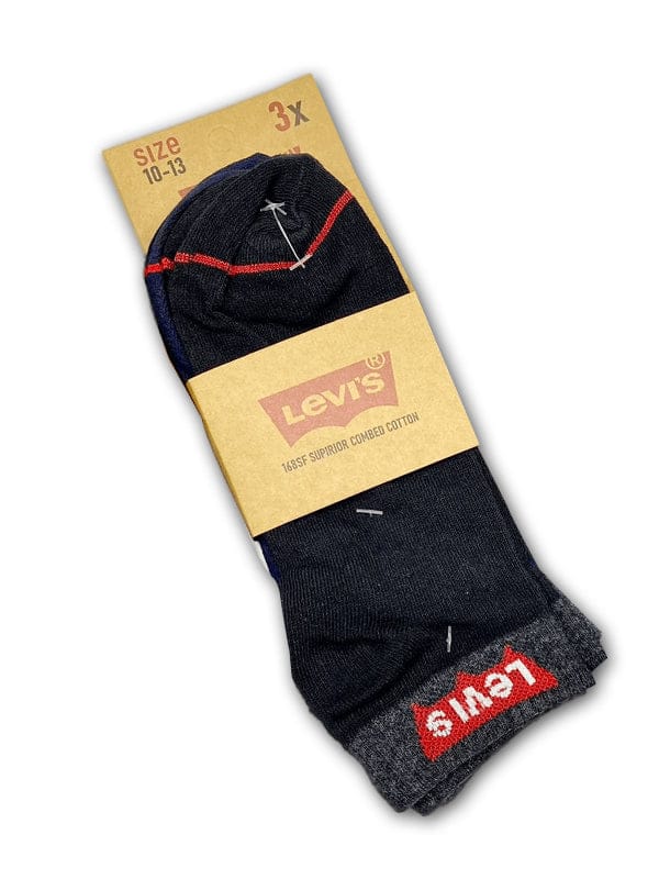Levis Unisex Premium Pure Cotton Black Ankle Socks – Pack of 3