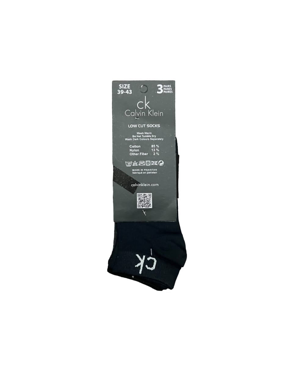 Calvin Klein Unisex Premium Pure Cotton Black Ankle Socks – Pack of 3