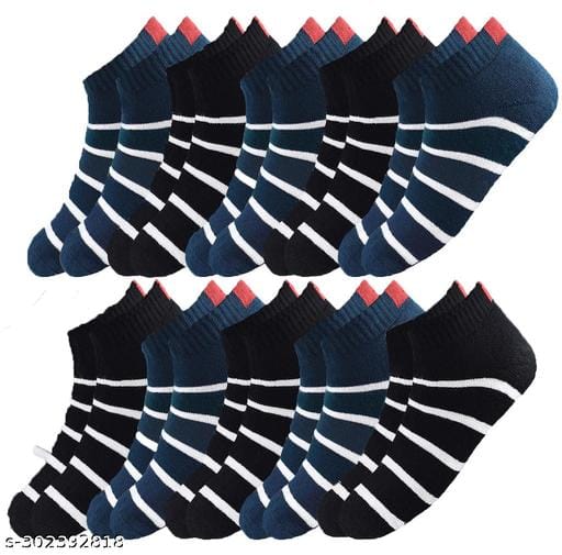 Unisex Striped Ankle Socks – Pack of 6 Pairs