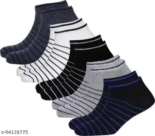 Unisex Striped Ankle Socks – Pack of 6 Pairs